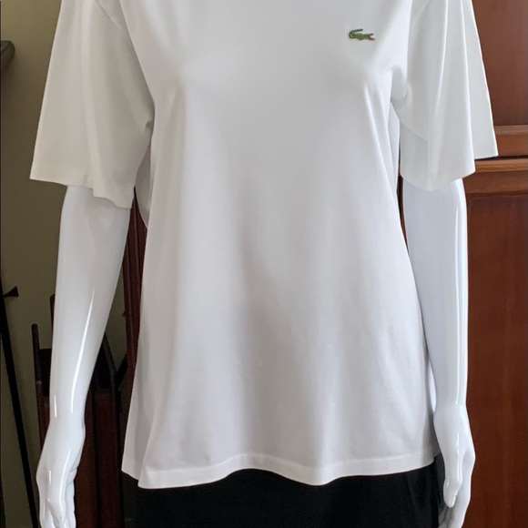 Lacoste 100% White Cotton Crew Neck Tshirt crocodile Logo short sleeves unisex - Picture 3 of 5